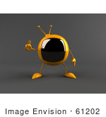 #61202 Royalty-Free (Rf) Illustration Of A 3d Yellow Square Tv Character Giving The Thumbs Up - Version 2