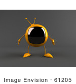 #61205 Royalty-Free (Rf) Illustration Of A 3d Yellow Square Tv Character Facing Front - Version 2