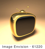 #61220 Royalty-Free (Rf) Illustration Of A 3d Gold Retro Tv - Version 2