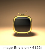 #61221 Royalty-Free (Rf) Illustration Of A 3d Gold Retro Tv - Version 1