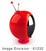 #61232 Royalty-Free (Rf) Illustration Of A 3d Red Round Retro Tv