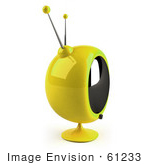#61233 Royalty-Free (Rf) Illustration Of A 3d Yellow Round Retro Tv - Version 6