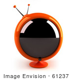 #61237 Royalty-Free (Rf) Illustration Of A 3d Orange Round Retro Television - Version 1