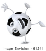 #61241 Royalty-Free (Rf) Illustration Of A 3d Soccer Ball Character Doing A Hand Stand And Smiling