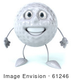 #61246 Royalty-Free (Rf) Illustration Of A 3d Golf Ball Character Facing Front