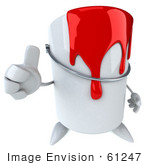 #61247 Royalty-Free (Rf) Illustration Of A 3d Dripping Paint Can Character Giving The Thumbs Up