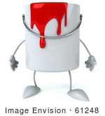 #61248 Royalty-Free (Rf) Illustration Of A 3d Dripping Paint Can Character Facing Front
