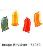 #61262 Royalty-Free (Rf) Illustration Of Four Colorful 3d Condoms