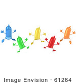 #61264 Royalty-Free (RF) Illustration Of A 3d Group Of Colorful Condom Characters Jumping by Julos