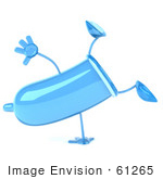 #61265 Royalty-Free (Rf) Illustration Of A 3d Blue Condom Character Doing A Hand Stand
