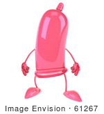 #61267 Royalty-Free (RF) Illustration Of A 3d Pink Condom Character Standing by Julos