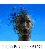 #61271 Royalty-Free (Rf) Illustration Of A 3d Female Head With Floating Particles - Version 3