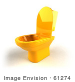 #61274 Royalty-Free (Rf) Illustration Of A 3d Yellow Toilet With The Seat Up - Version 2