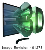 #61278 Royalty-Free (RF) Illustration Of A 3D TVWith 3d Emerging From The Screen - Version 3 by Julos