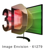 #61279 Royalty-Free (RF) Illustration Of A 3D TVWith 3d Emerging From The Screen - Version 4 by Julos