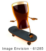 #61285 Royalty-Free (Rf) Illustration Of A 3d Root Beer Character Skateboarding - Version 3