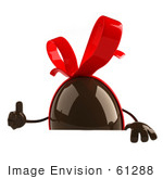 #61288 Royalty-Free (Rf) Illustration Of A 3d Chocolate Easter Egg Character Giving The Thumb Up And Holding A Sign