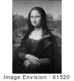 #61520 Black And White Mona Lisa Portait By Leonardo Da Vinci - Royalty Free Illustration
