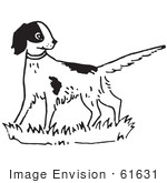 #61631 Clipart Of An Alert Dog In Black And White - Royalty Free Vector Illustration