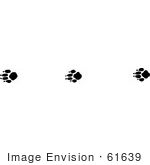 #61639 Clipart Of Gray Fox Tracks In Black And White - Royalty Free Vector Illustration