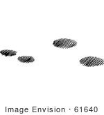 #61640 Clipart Of Cottontail Rabbit Tracks In Snow In Black And White - Royalty Free Vector Illustration