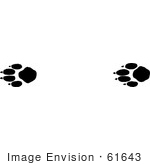 #61643 Clipart Of Timber Wolf Tracks In Black And White - Royalty Free Vector Illustration