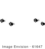 #61647 Clipart Of Fisher Tracks In Black And White - Royalty Free Vector Illustration