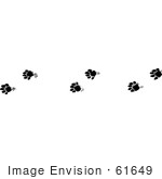 #61649 Clipart Of Marten Tracks In Black And White - Royalty Free Vector Illustration