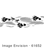 #61652 Clipart Of Beaver Tracks In Black And White - Royalty Free Vector Illustration
