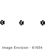 #61654 Clipart Of Wildcat Tracks In Black And White - Royalty Free Vector Illustration