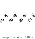 #61655 Clipart Of Opossum Tracks In Black And White - Royalty Free Vector Illustration