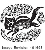 #61698 Clipart Of A Chipmunk In Black And White - Royalty Free Vector Illustration