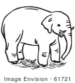 #61721 Clipart Of An Elephant In Black And White - Royalty Free Vector Illustration