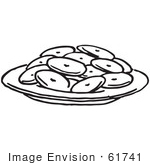 #61741 Clipart Of A Plate Of Cookies In Black And White - Royalty Free Vector Illustration