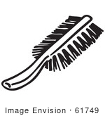 #61749 Clipart Of A Scrub Brush In Black And White - Royalty Free Vector Illustration