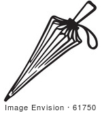 #61750 Clipart Of A Closed Umbrella In Black And White - Royalty Free Vector Illustration