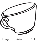 #61751 Clipart Of A Tea Cup In Black And White - Royalty Free Vector Illustration