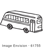#61755 Clipart Of A School Bus In Black And White - Royalty Free Vector Illustration
