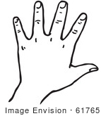 #61765 Clipart Of A Hand In Black And White - Royalty Free Vector Illustration