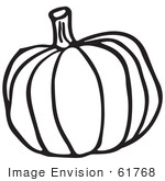 #61768 Clipart Of A Pumpkin In Black And White - Royalty Free Vector Illustration