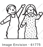 #61775 Clipart Of Doll In Black And White - Royalty Free Vector Illustration