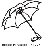 #61778 Clipart Of An Umbrella In Black And White - Royalty Free Vector Illustration