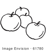 #61780 Clipart Of Apples In Black And White - Royalty Free Vector Illustration