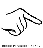 #61857 Clipart Of A Pointing Hand In Black And White - Royalty Free Vector Illustration