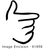 #61858 Clipart Of A Pointing Hand In Black And White - Royalty Free Vector Illustration