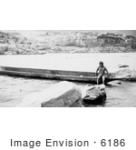 #6186 Celilo Native With Canoe
