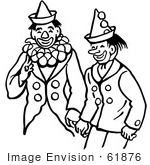 #61876 Clipart Of Clowns Laughing In Black And White - Royalty Free Vector Illustration