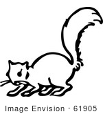 #61905 Clipart Of A Squirrel In Black And White - Royalty Free Vector Illustration