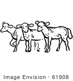 #61908 Clipart Of A Group Of Sheep In Black And White - Royalty Free Vector Illustration