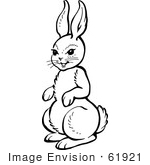 #61921 Clipart Of A Happy Alert Rabbit - Royalty Free Vector Illustration